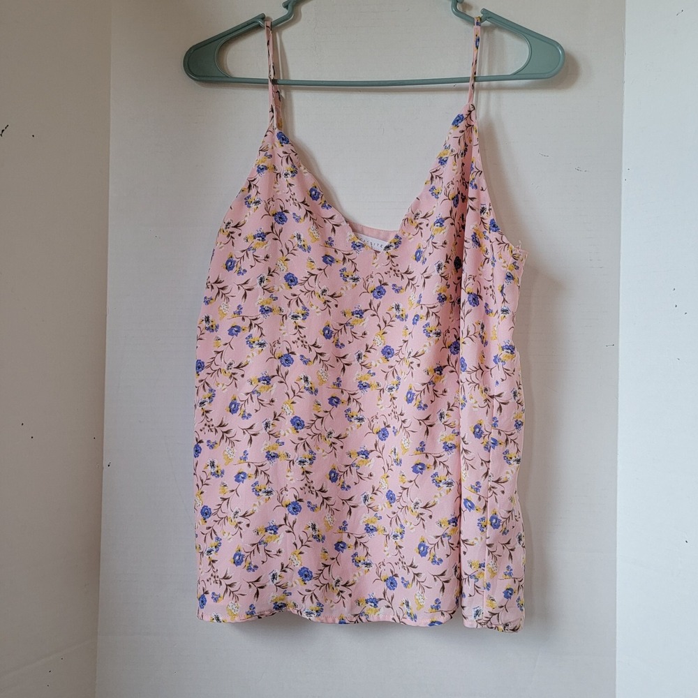 Socialite Pink Floral Spaghetti Strap Tank Top Medium